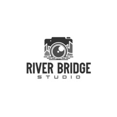 Modern design silhouette RIVER BRIDGE logo design
