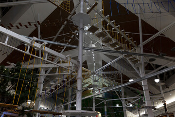 Children's amusement park high up in the mall.