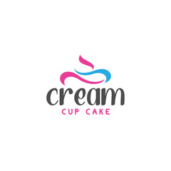 Modern colorful CREAM CUP CAKE yummy logo design