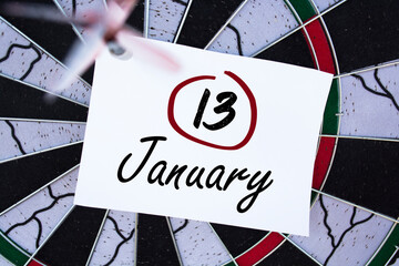 Calendar with January 13 date. Concept of the day of the year.