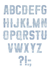 Watercolor letters in vintage style isolated on a white background