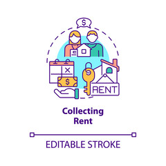 Collecting rent concept icon. Regular payments for rental estate abstract idea thin line illustration. Isolated outline drawing. Editable stroke. Roboto-Medium, Myriad Pro-Bold fonts used