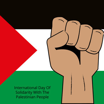 Illustration Concept For International Day Of Solidarity With The Palestinian People. Social Political Campaign With Palestinian Flag, And Fist.