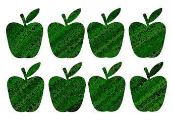Set with coloured apples for fabrics and textiles and stickers and posters and cards and magazines and kids