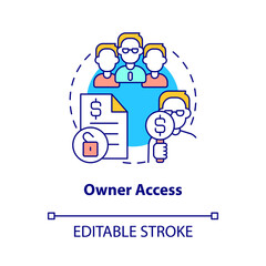 Owner access concept icon. Property management system in hotels abstract idea thin line illustration. Isolated outline drawing. Editable stroke. Roboto-Medium, Myriad Pro-Bold fonts used
