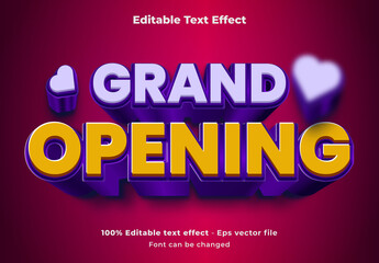 Grand opening 3d editable text effect design. Vector 3d editable eps vector file.