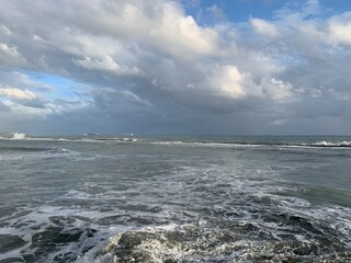 Cloudy and stormy sea scape, natural colors, natural background