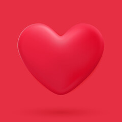 Hearts 3d wallpaper. 3d red heart vector illustration. Valentines day poster. Romantic banner. Symbol of love, wedding, engagement, datting and passion.