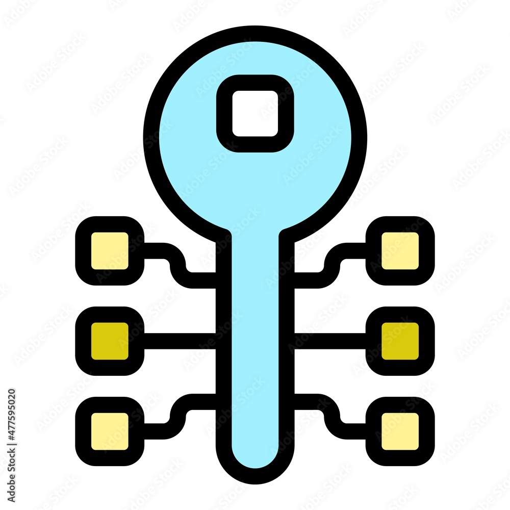 Poster key security icon. outline key security vector icon color flat isolated