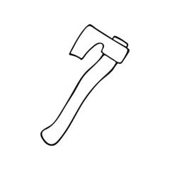 Hand drawn doodle axe. Vector lumberjack axes clipart. Outline.