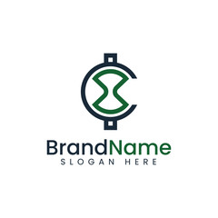 C letter sands of time logo vector, Perfect to use for any business especially related to sands of time.