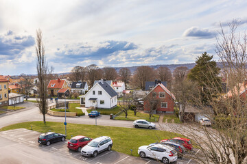 Cars at a parking lot at a residential area