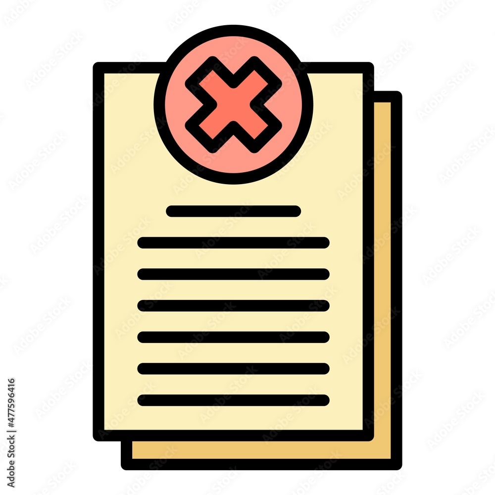 Poster rejected report icon. outline rejected report vector icon color flat isolated