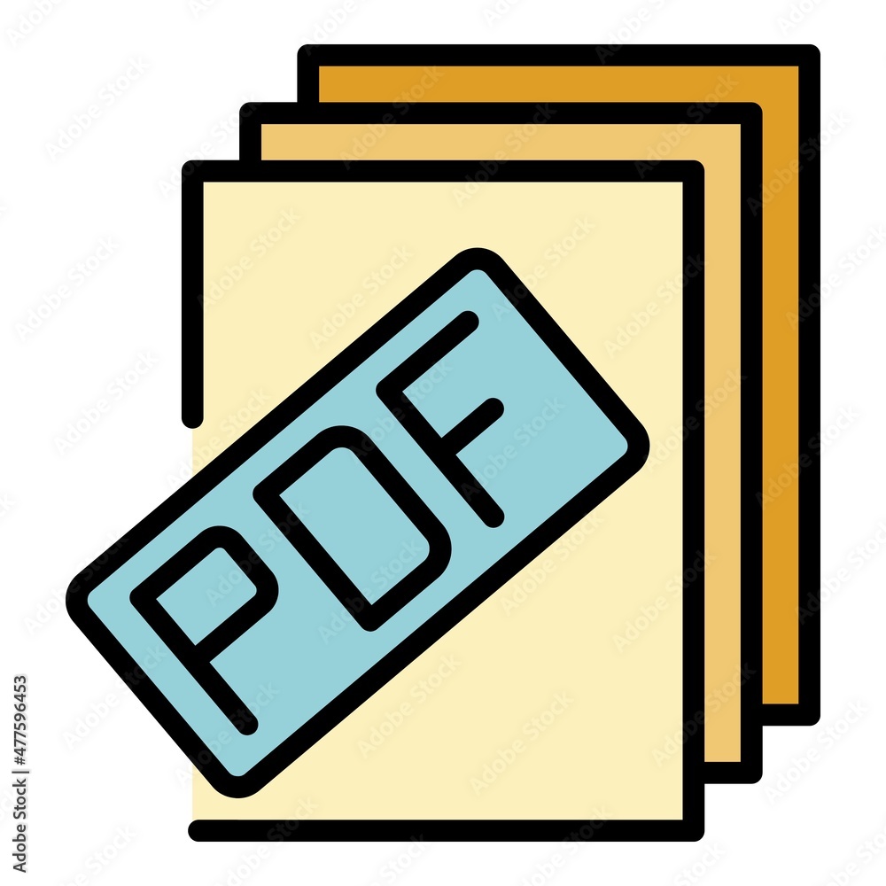 Poster pdf file report icon. outline pdf file report vector icon color flat isolated