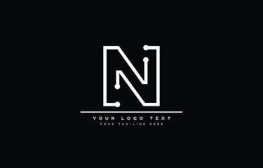 Initial N letter logo design with black background