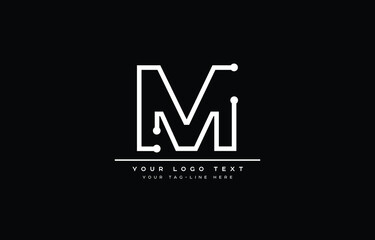 Initial M letter logo design with black background