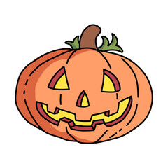 Vector illustration of halloween pumpkin hand drawn isolated on white background