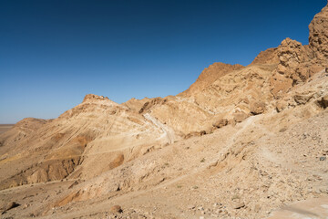 Fototapeta na wymiar View of Chbika - mountain oasis in western Tunisia -Tozeur governorate - Tunisia 