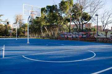 Basketball court net before a match, sport concept 