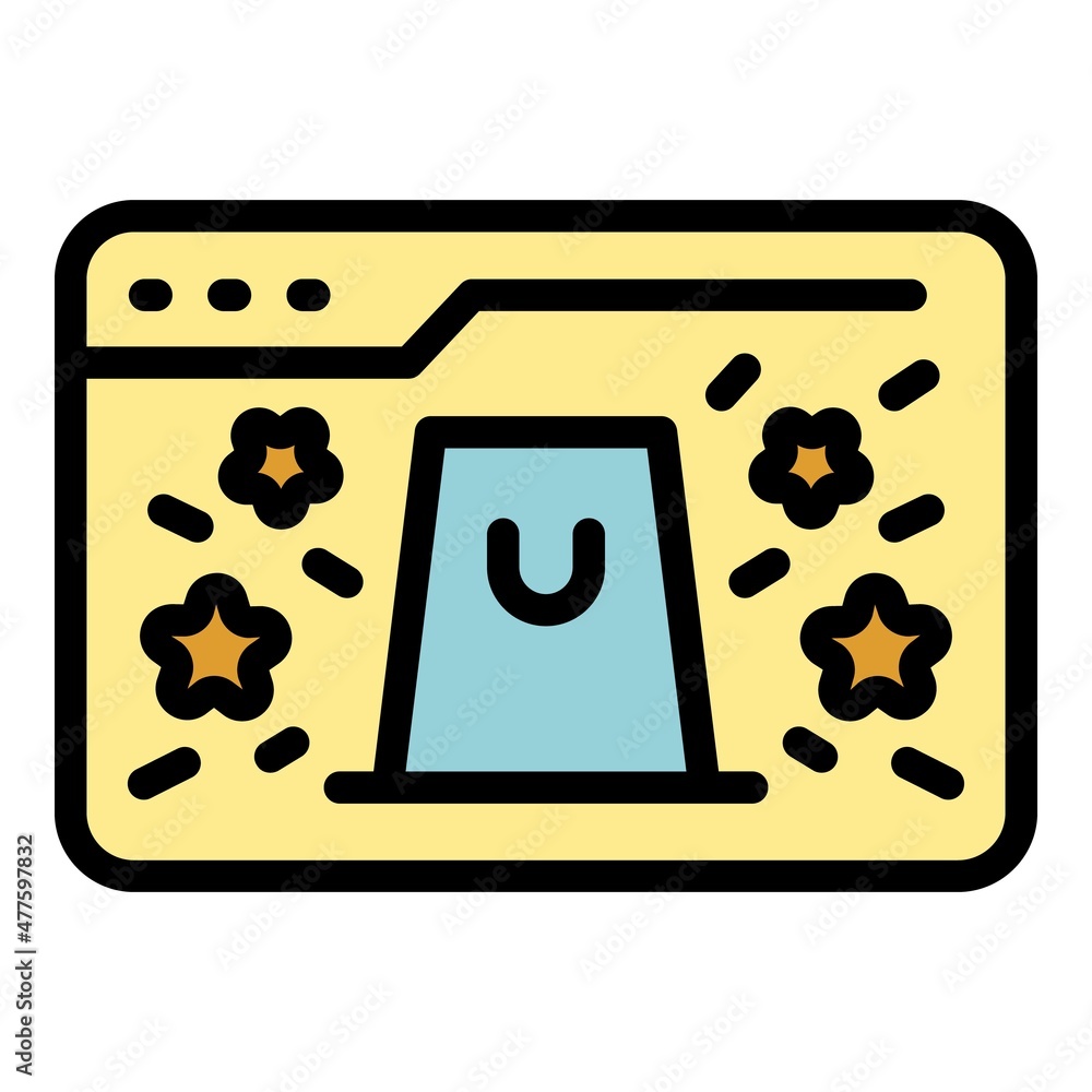 Poster web store icon. outline web store vector icon color flat isolated
