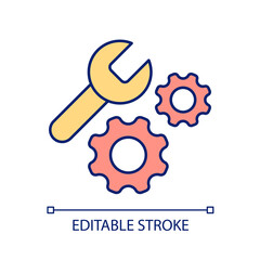 System engineer work RGB color icon. Technical skills for technology maintenance. Hardware operation. Isolated vector illustration. Simple filled line drawing. Editable stroke. Arial font used