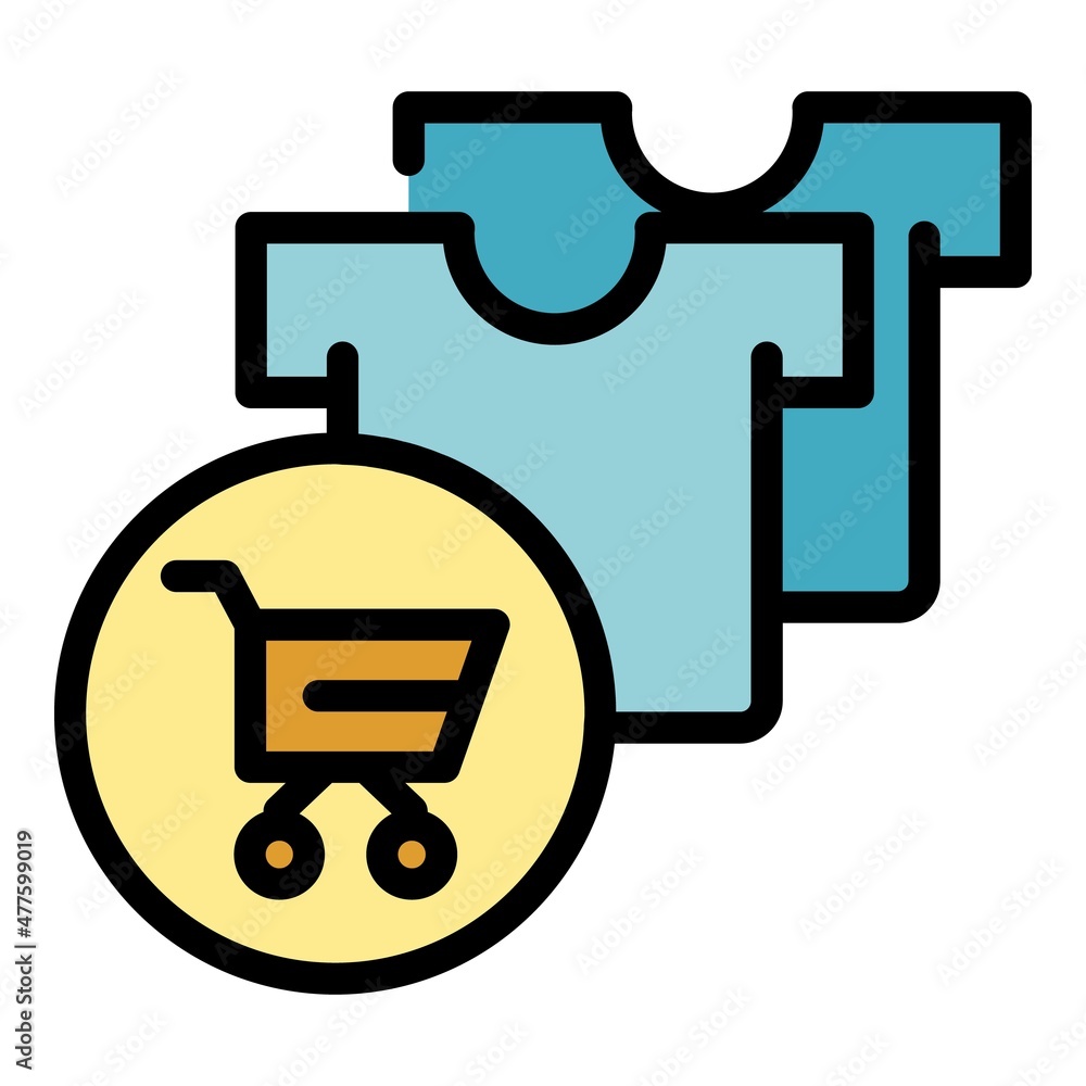 Wall mural Add item cart icon. Outline add item cart vector icon color flat isolated - Wall murals