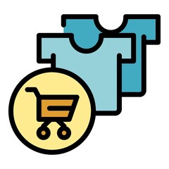 Add item cart icon. Outline add item cart vector icon color flat isolated