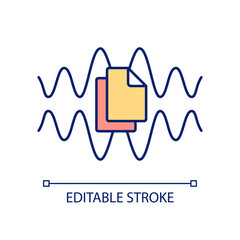 Data transmission RGB color icon. File extensions for telecommunication services. Information channel. Isolated vector illustration. Simple filled line drawing. Editable stroke. Arial font used