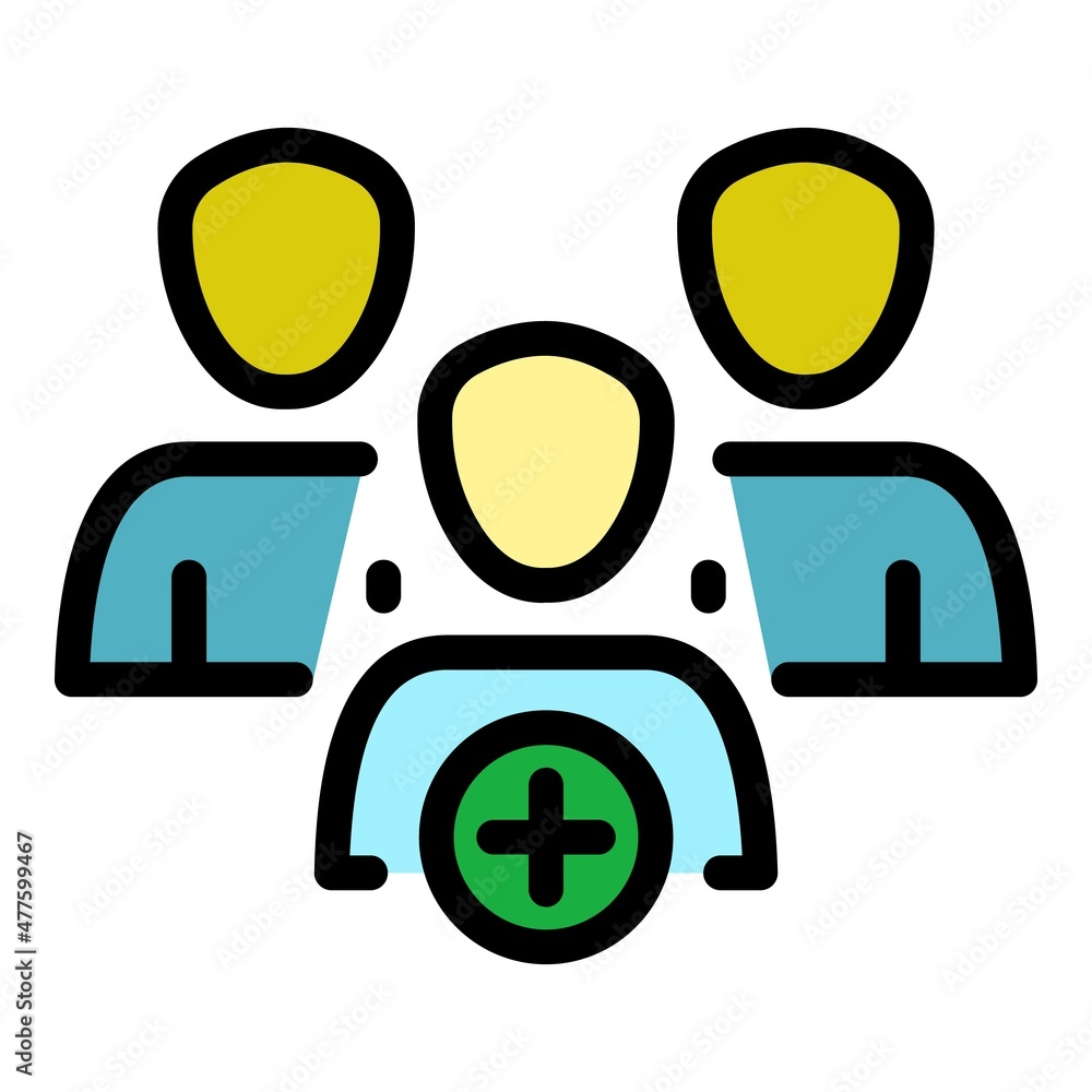 Poster add customers icon. outline add customers vector icon color flat isolated