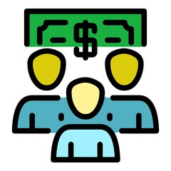 Money customer icon. Outline money customer vector icon color flat isolated