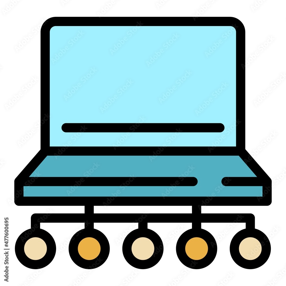 Aufkleber computer training icon. outline computer training vector icon color flat isolated