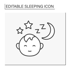 Sleep line icon. Baby born sleep at night. Nighttime. Sleeping concept. Isolated vector illustration. Editable stroke