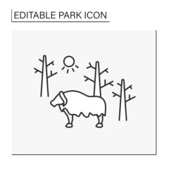 Nature reserve line icon. Biodiversity. Boreal forest or tundra for wild animals. Natural environment for wild animals. Park concept. Isolated vector illustration. Editable stroke