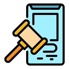 Online auction icon. Outline online auction vector icon color flat isolated