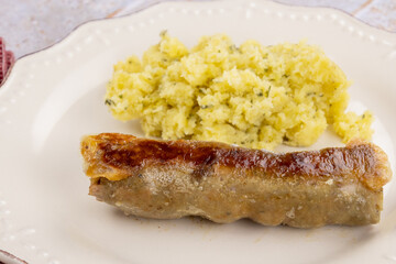 andouillette of Troyes and mashed potatoes