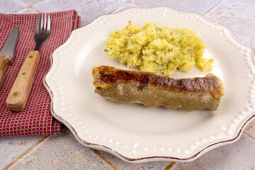 andouillette of Troyes and mashed potatoes