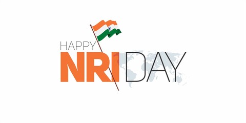 Creative Template Design Non-Resident Indian Day. Editable Illustration of World Map and Indian...