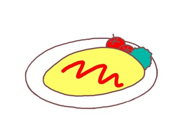 オムレツ　omelet　cartoon food illustration