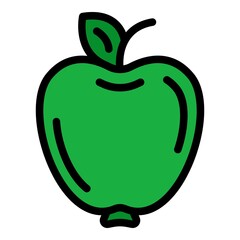 Sport nutrition apple icon. Outline sport nutrition apple vector icon color flat isolated