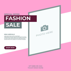 Fashion shapes banner template. Background color for social media post