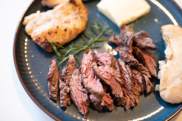 Weight loss concept, healthy nutrition diet, meat and fat adapted diet, low-carb.