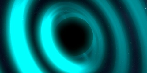 Black hole in deep space. Astronomical massive object. Hot plasma ring and event horizon. Plasma accretion disk.