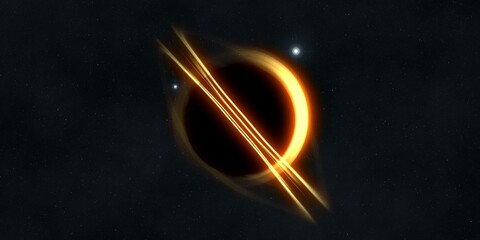 Black hole in deep space. Astronomical massive object. Hot plasma ring and event horizon. Plasma accretion disk. © Jakub