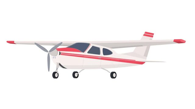 Light aircraft. Animation of an airplane with a propeller, the alpha channel is turned on. Cartoon