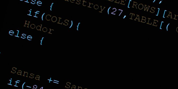 Program code background. Modern technology backdrop for advertisements.