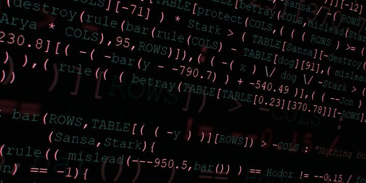 Program code background. Modern technology backdrop for advertisements.