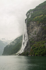 Waterfall in the Norwegian Geiranger Fjord