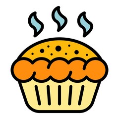 Hot apple pie icon. Outline hot apple pie vector icon color flat isolated