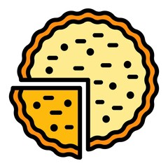 Cutted apple pie icon. Outline cutted apple pie vector icon color flat isolated