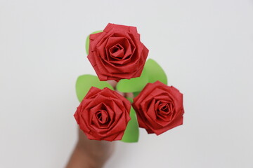 Beautiful Mini Red Rose Flowers - Valentines Paper Craft - Roses (Symbol of Love)